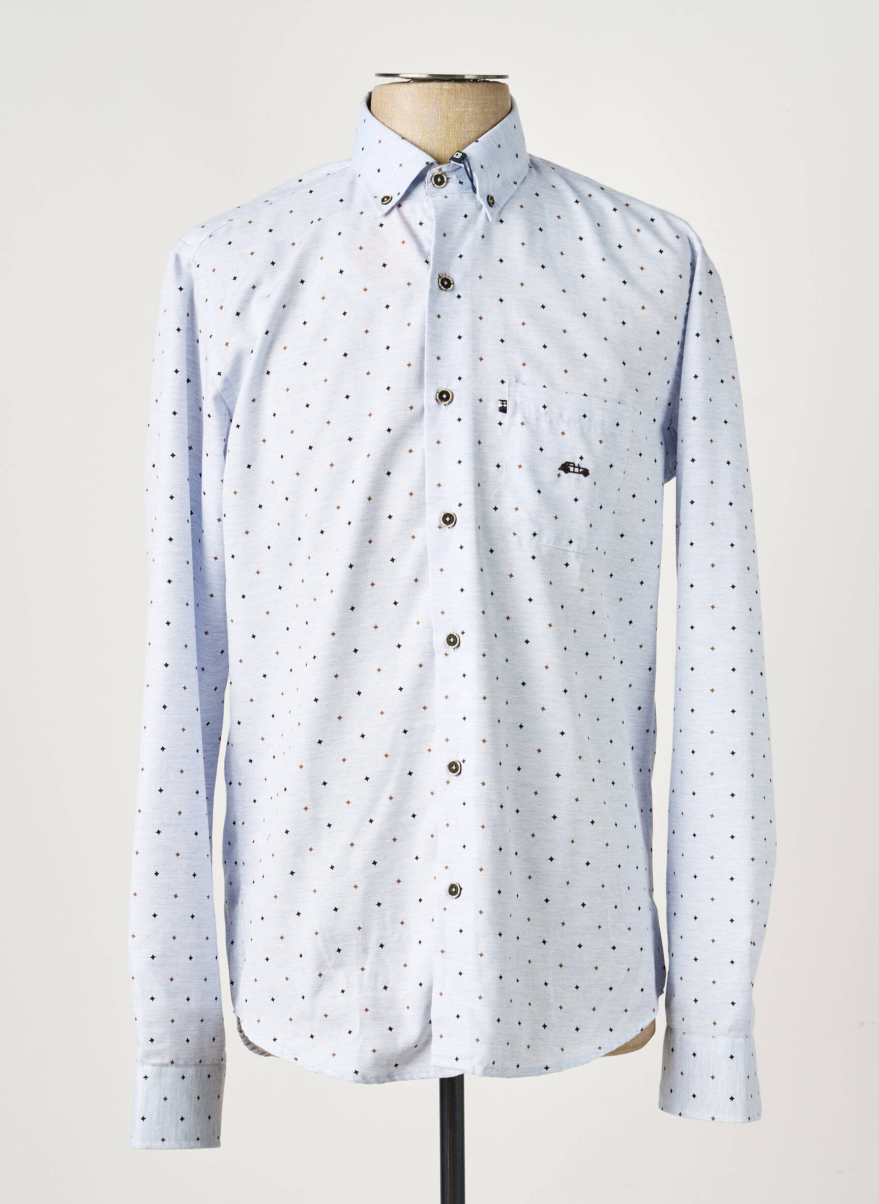 Chemise manches longues poches bleu DARIO BELTRAN homme