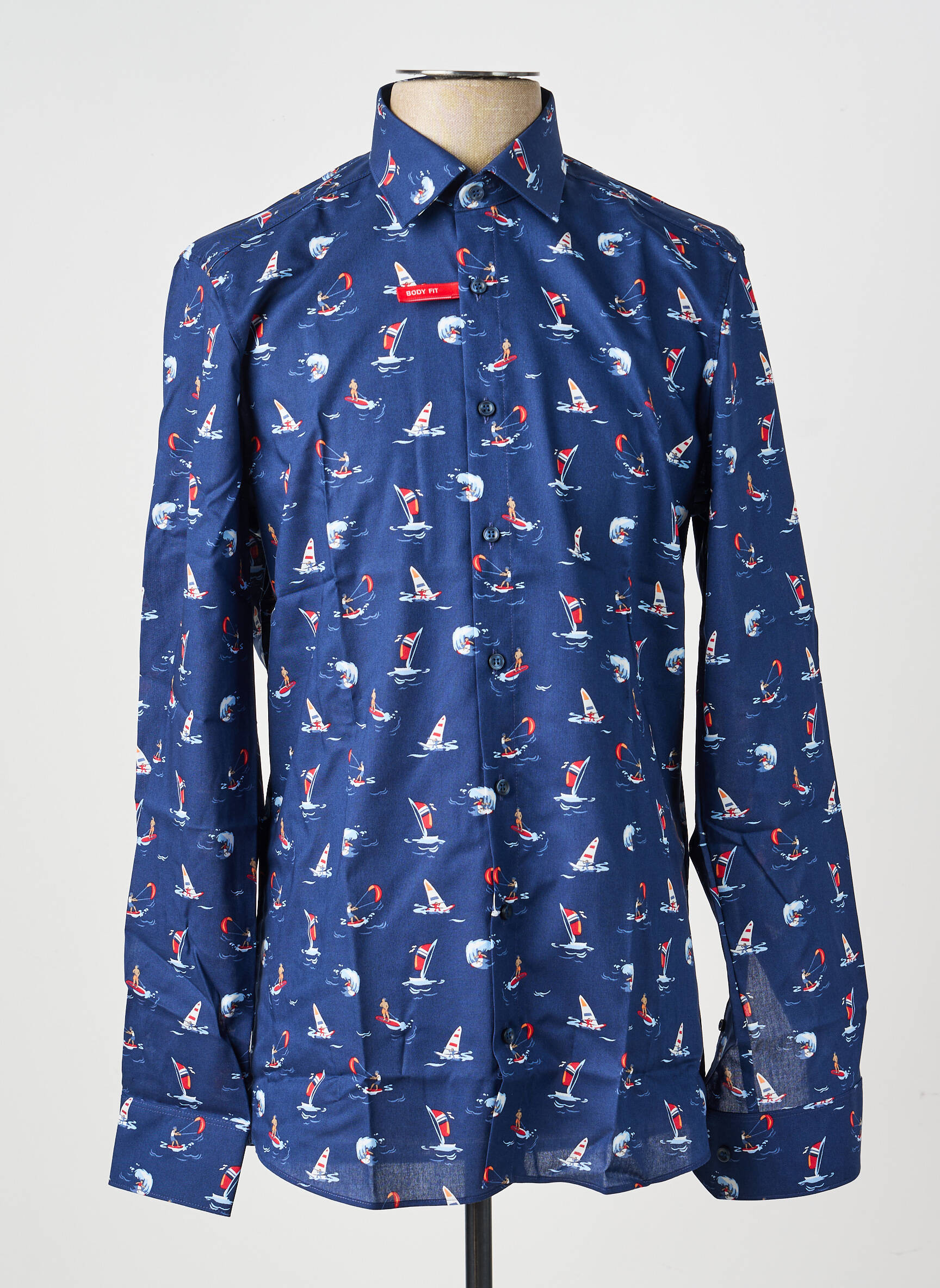 Chemise manches longues imprimé fantaisie bleu MARVELIS homme