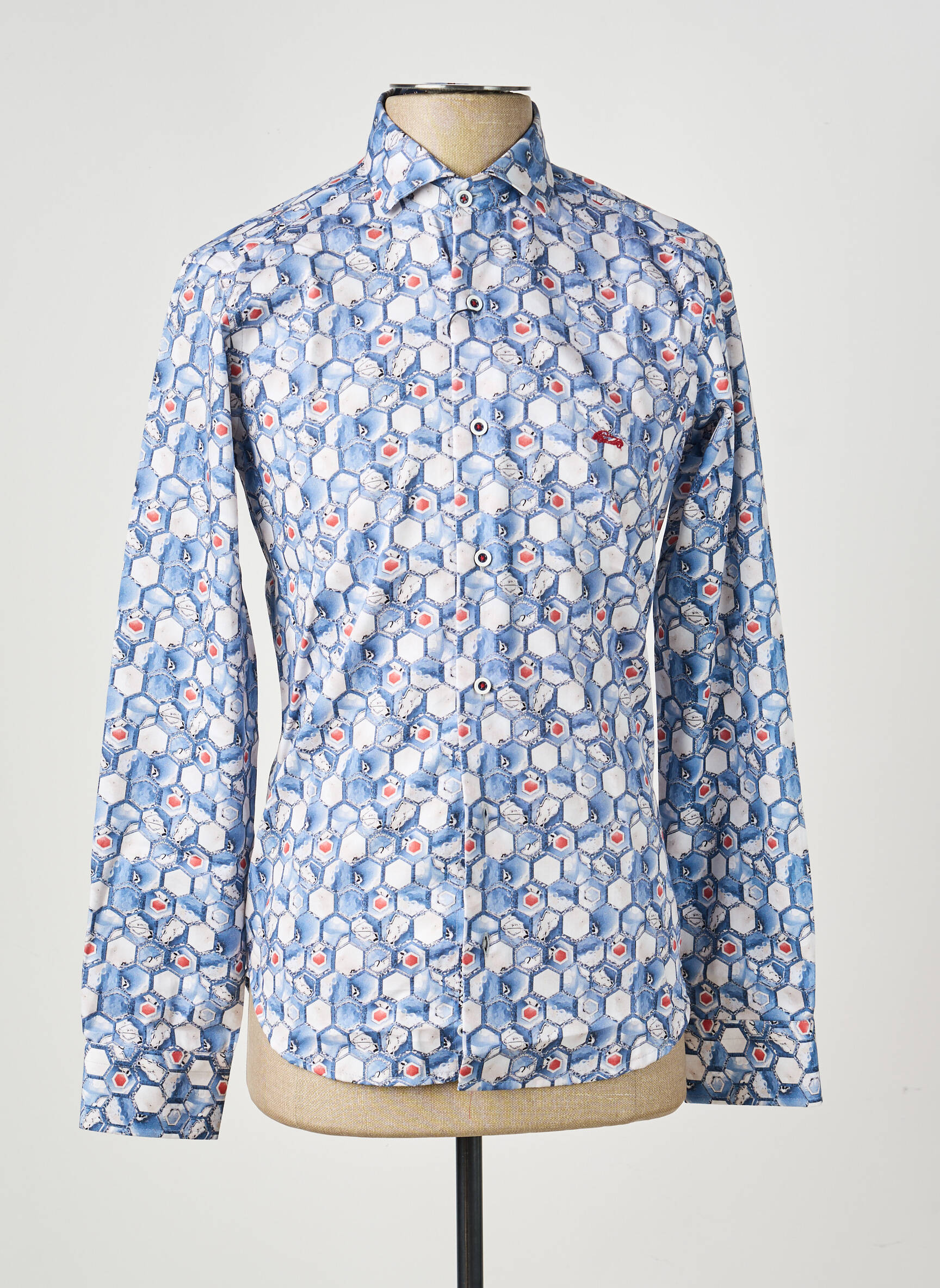Chemise manches longues imprimé fantaisie bleu DARIO BELTRAN homme