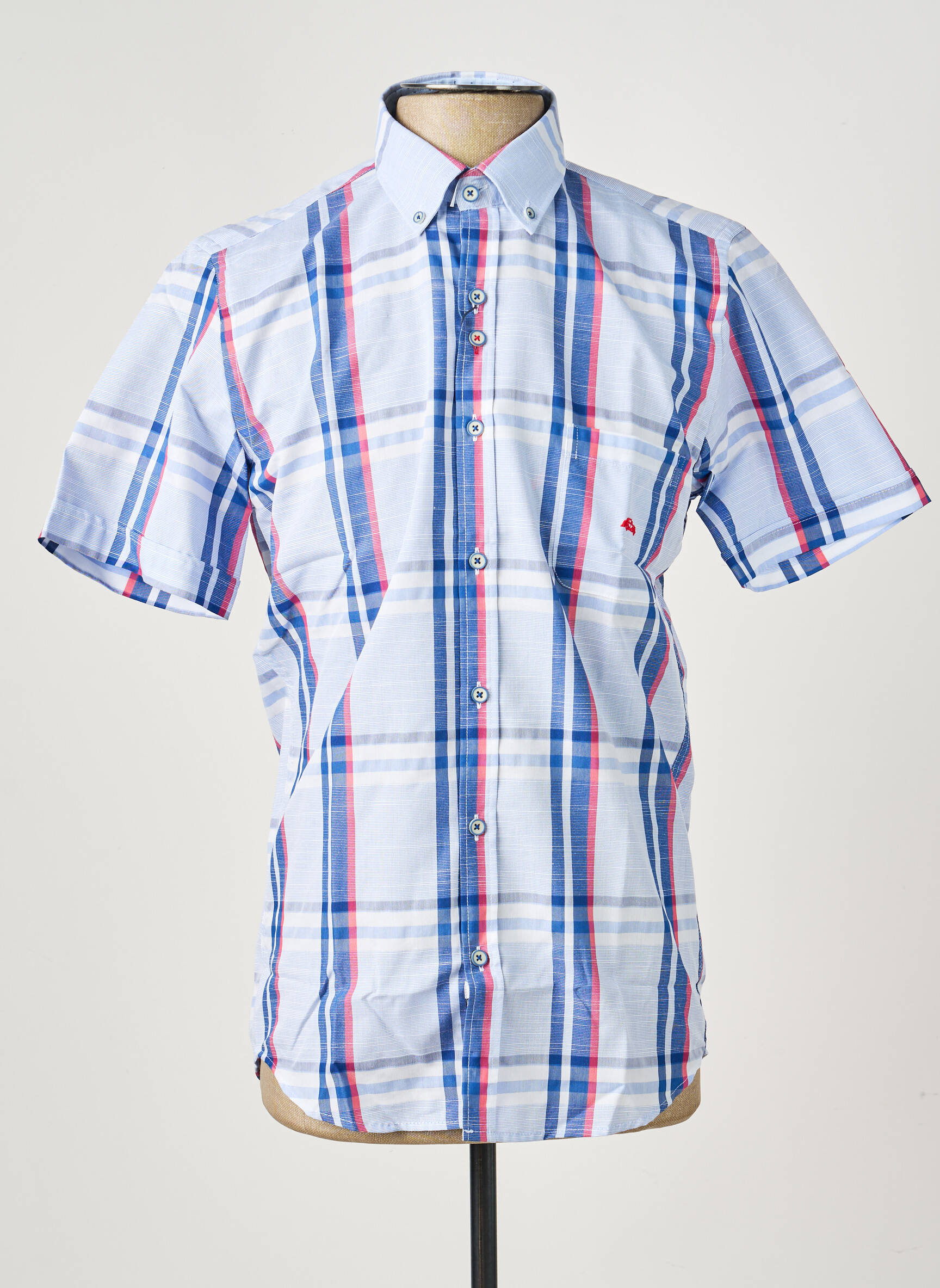 Chemise manches courtes poches bleu DARIO BELTRAN homme