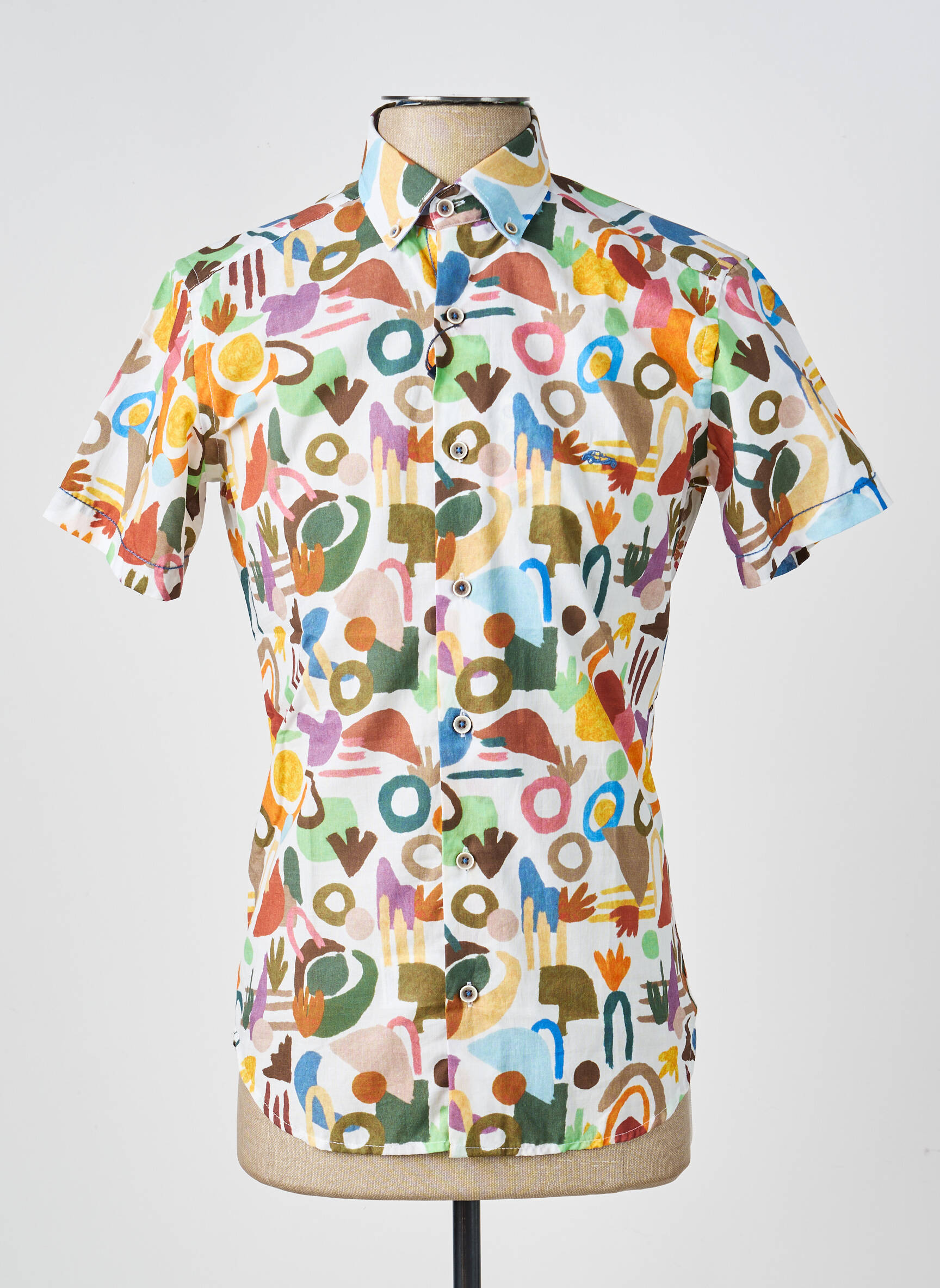 Chemise manches courtes imprimé fantaisie marron DARIO BELTRAN homme