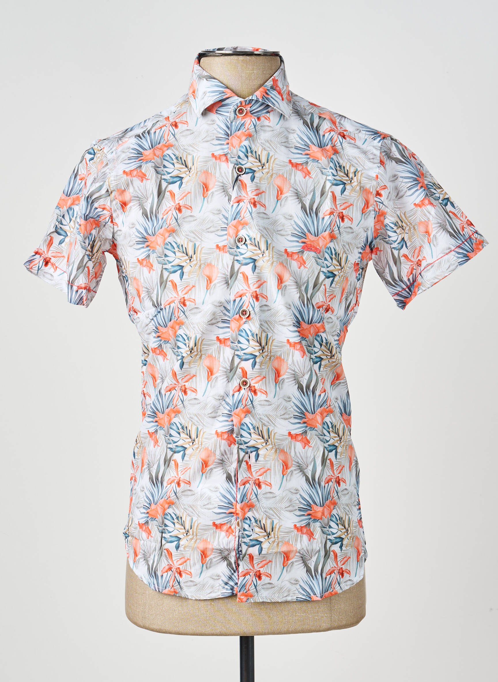 Chemise manches courtes imprimé tie and dye orange DARIO BELTRAN homme