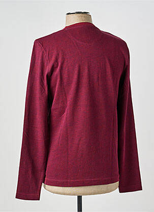 T-shirt col tunisien manches longues rouge MAVELIS homme