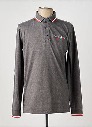 Polo tissage chiné manches longues gris CAMBERABERO homme