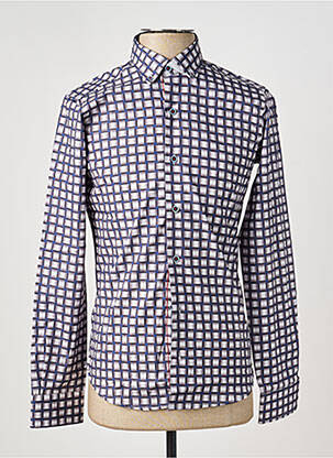 Chemise manches longues imprimé carreaux bleu DARIO BELTRAN homme