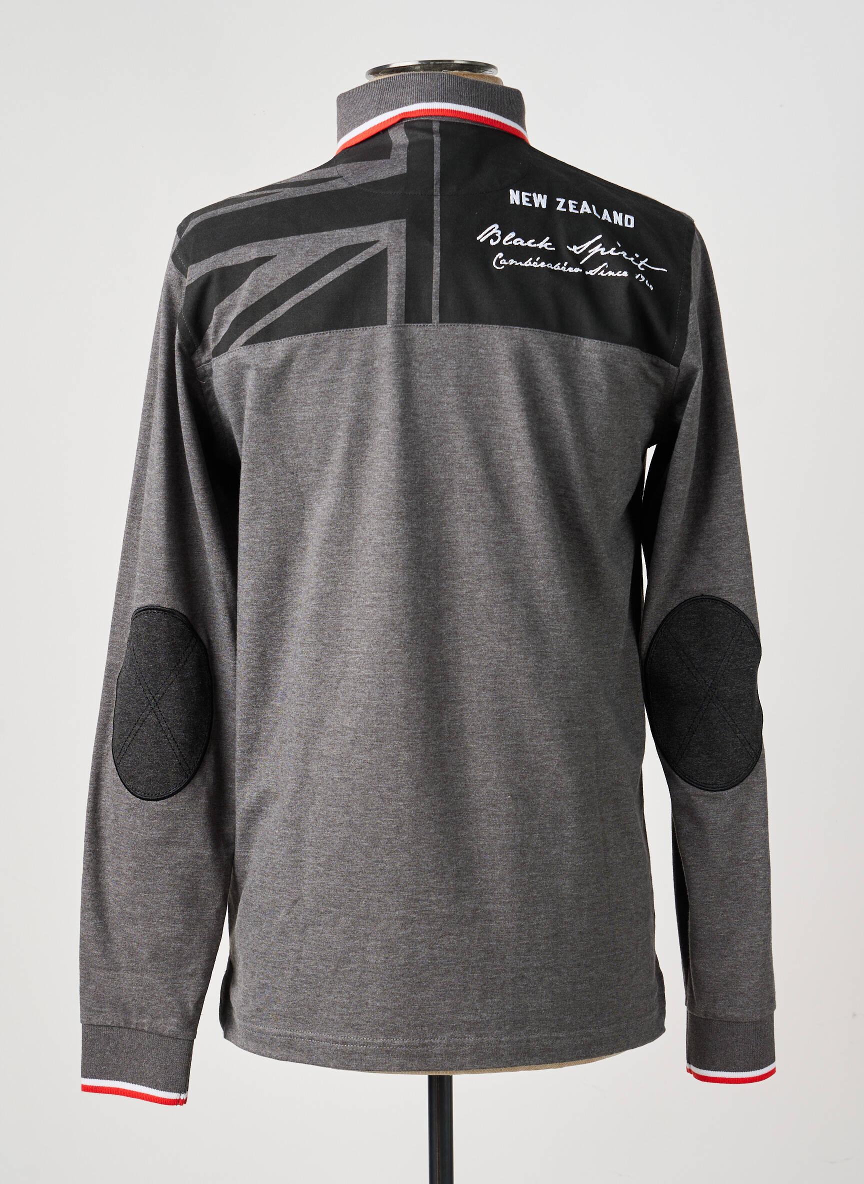 Polo tissage chiné manches longues gris CAMBERABERO homme