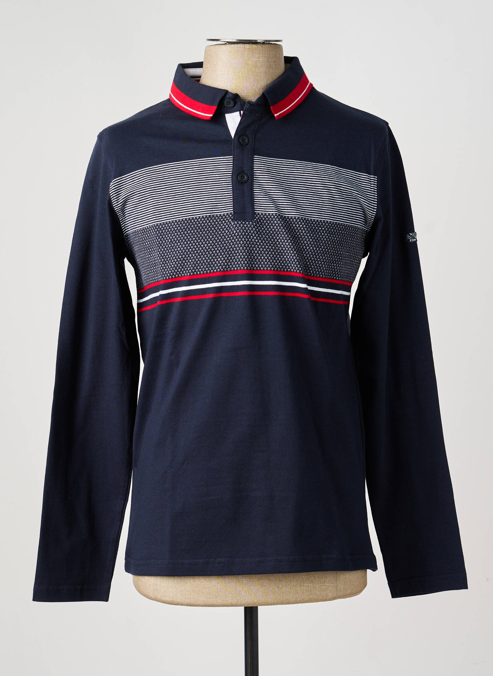 Polo manches longues manches longues bleu ELLE EST OU LA MER homme