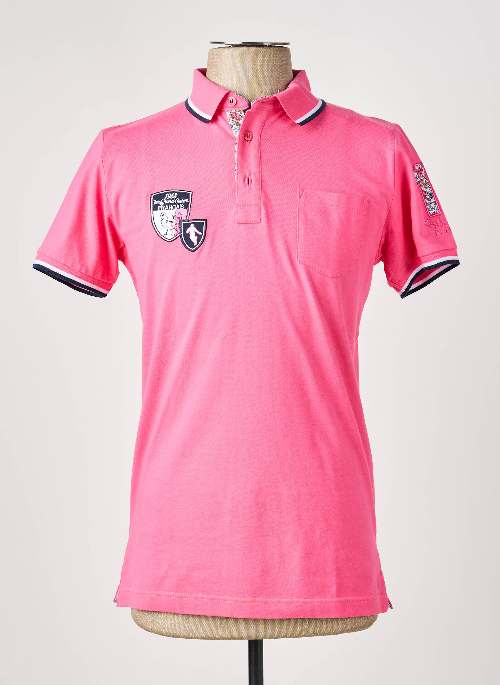 Polo tissage jersey manches courtes rose CAMBERABERO homme