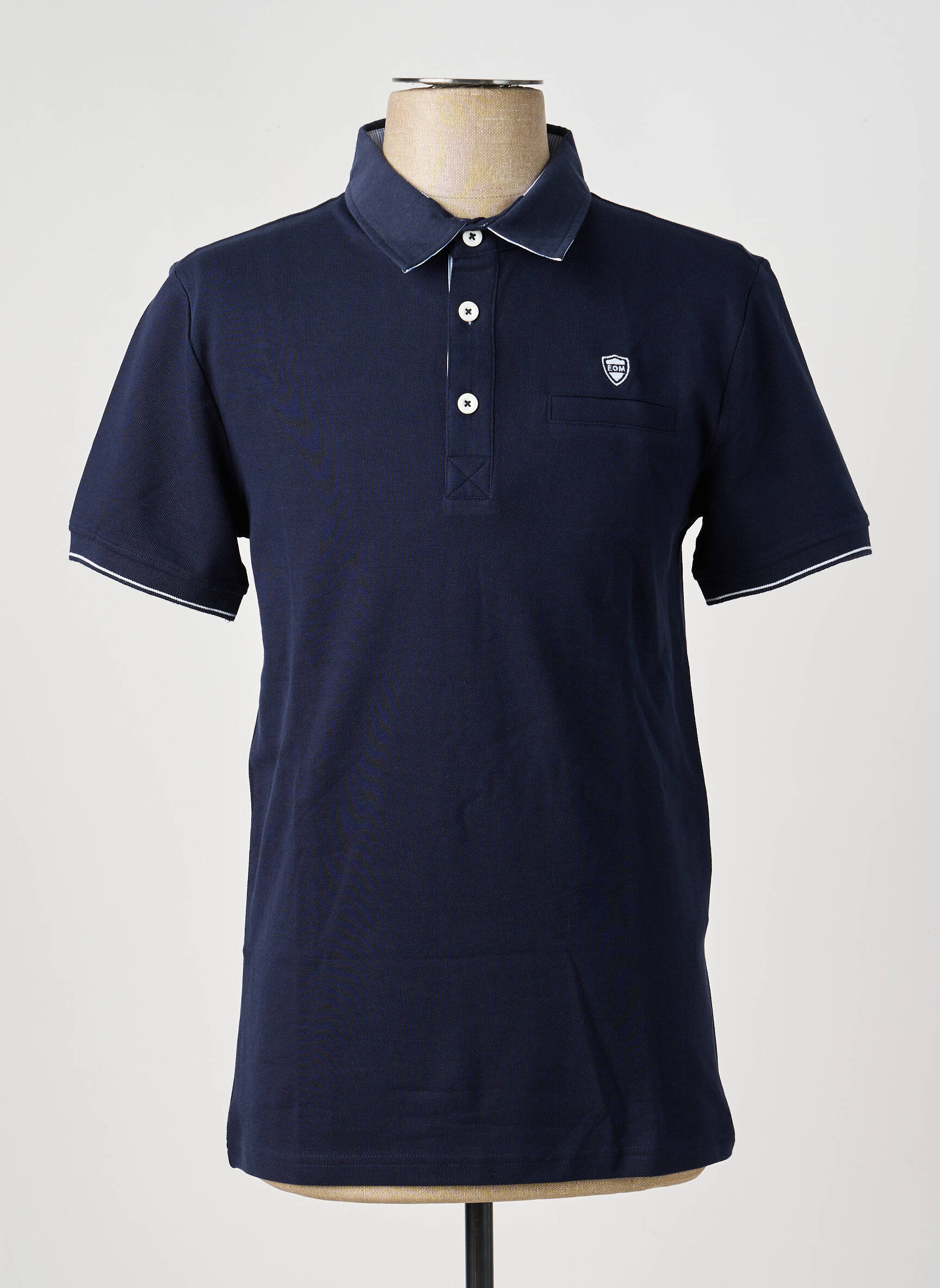 Polo stretch manches courtes bleu ELLE EST OU LA MER homme