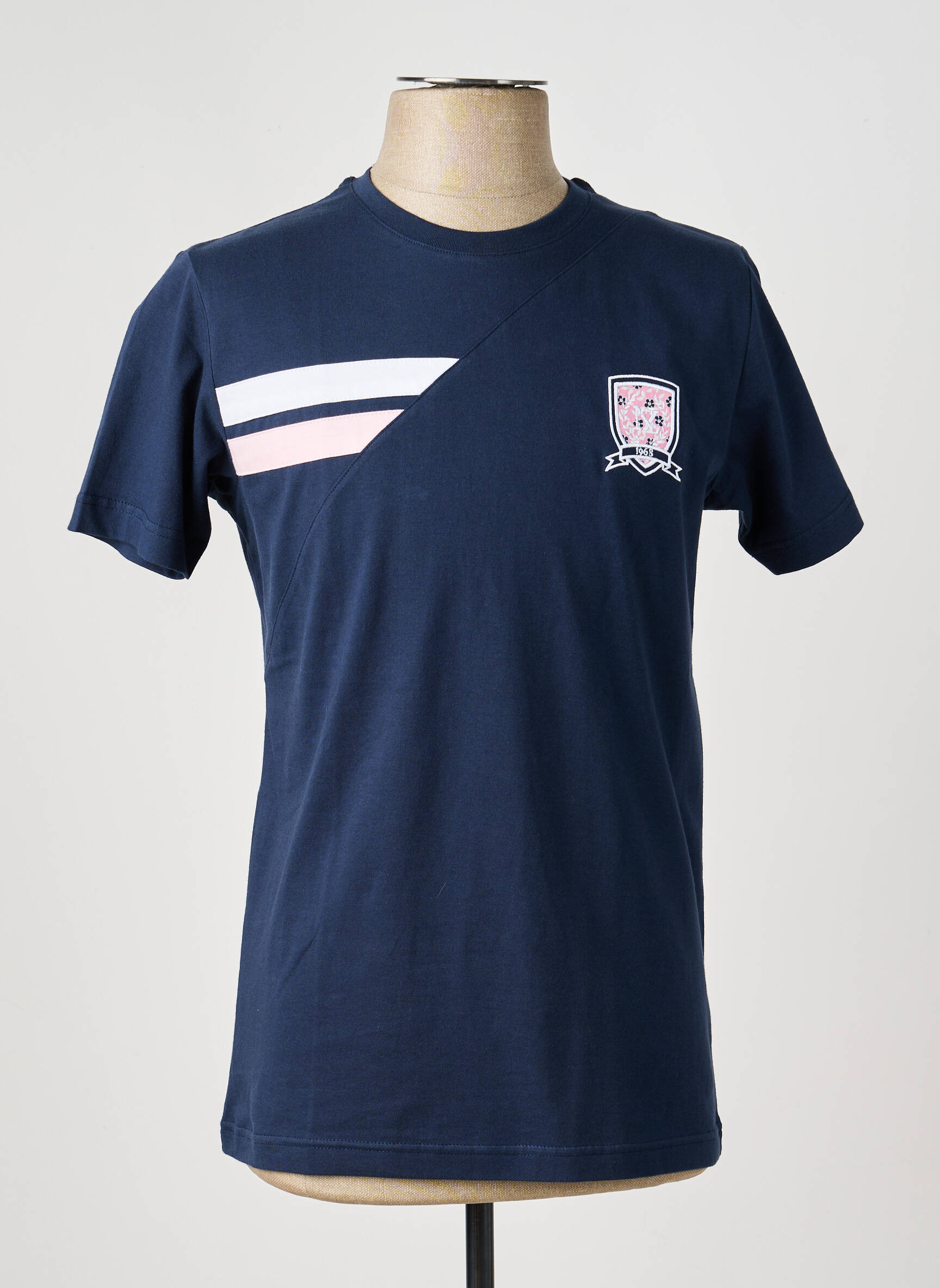 T-shirt broderie manches courtes bleu CAMBERABERO homme