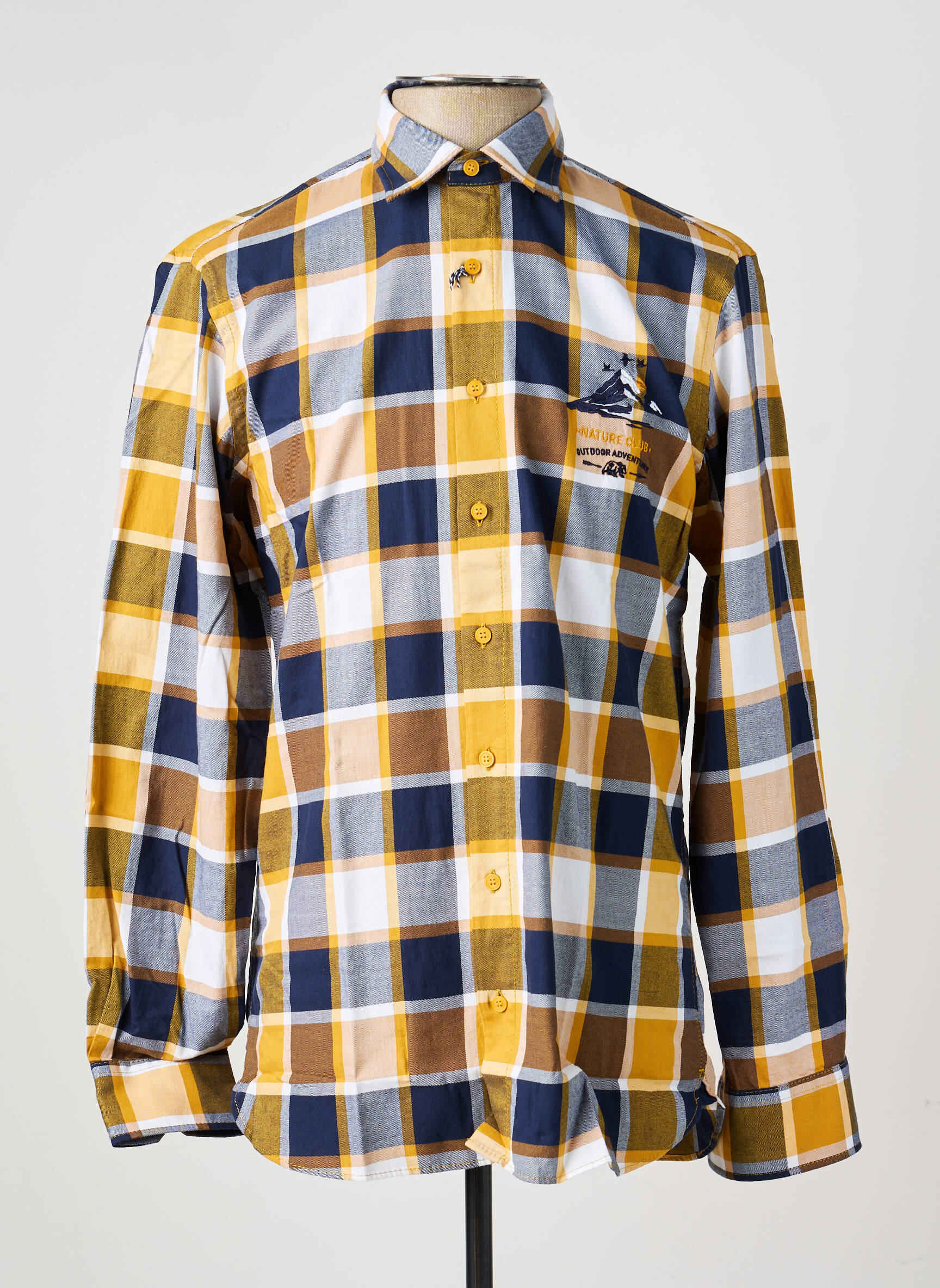 Chemise manches longues imprimé carreaux jaune MARVELIS homme