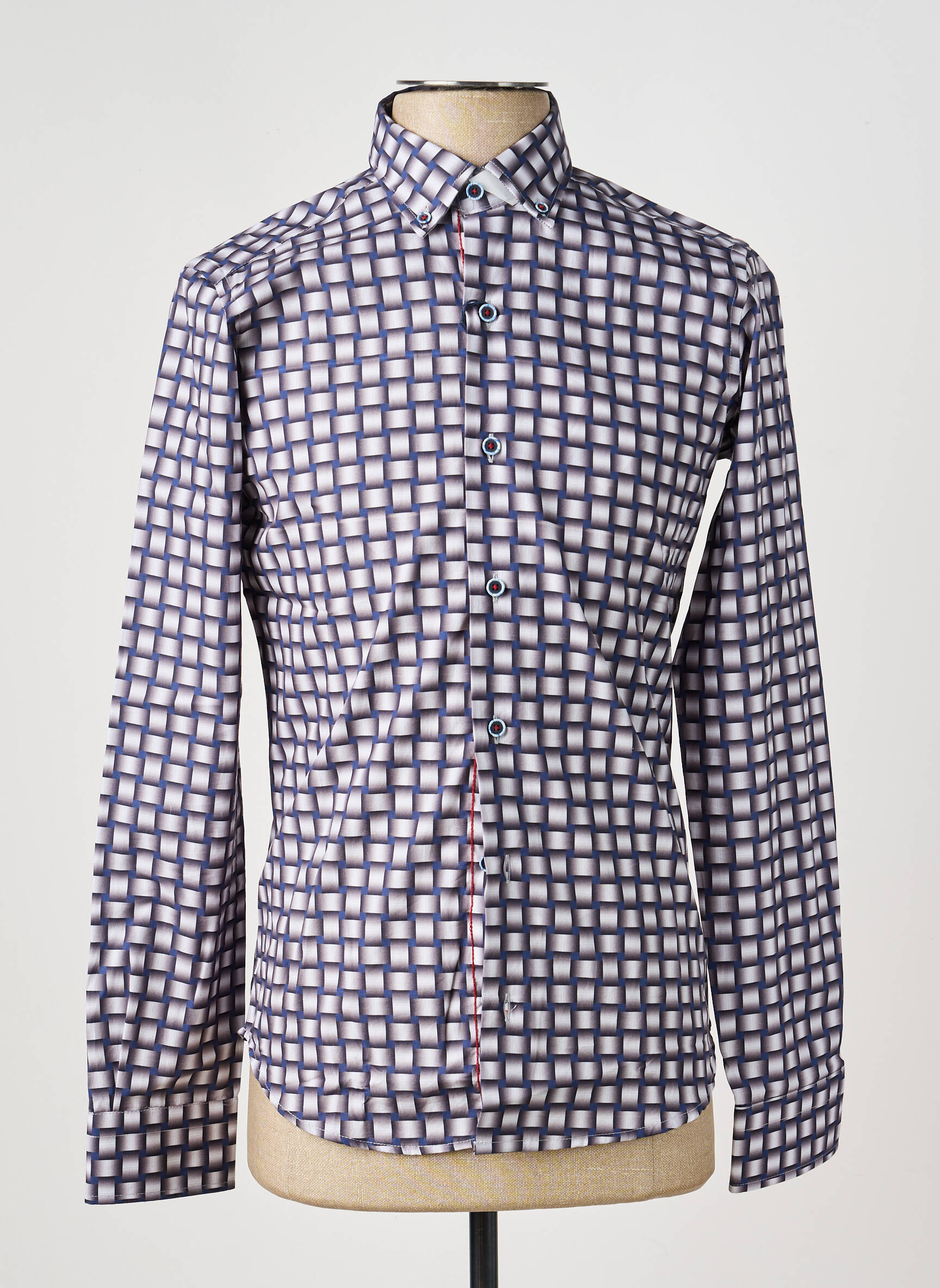 Chemise manches longues imprimé carreaux bleu DARIO BELTRAN homme