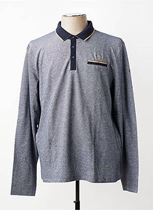 Polo manches longues manches longues bleu ELLE EST OU LA MER homme