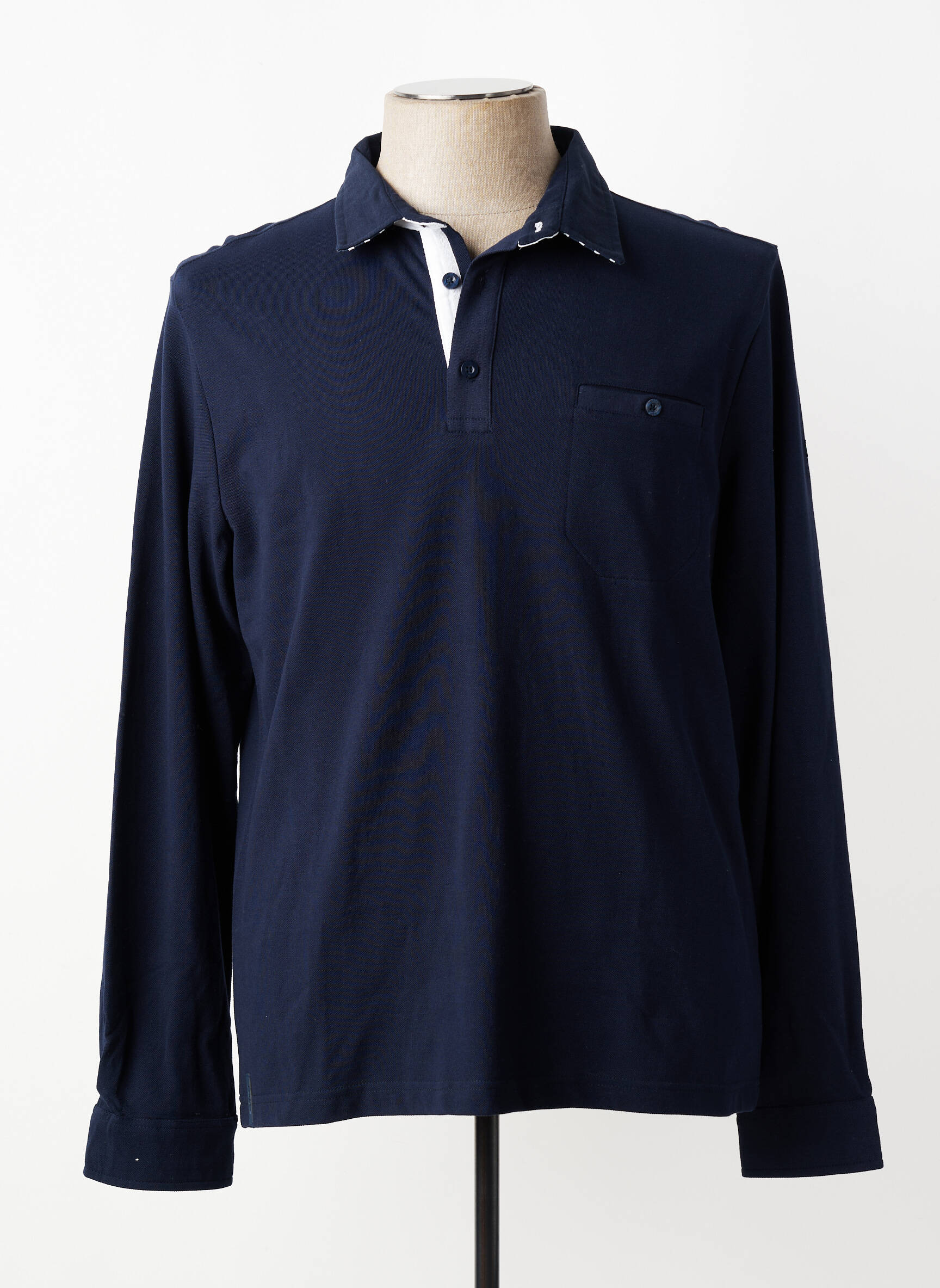 Polo manches longues manches longues bleu ELLE EST OU LA MER homme