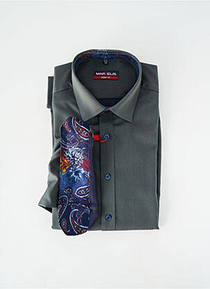 Chemise manches longues coupe droite vert MARVELIS homme