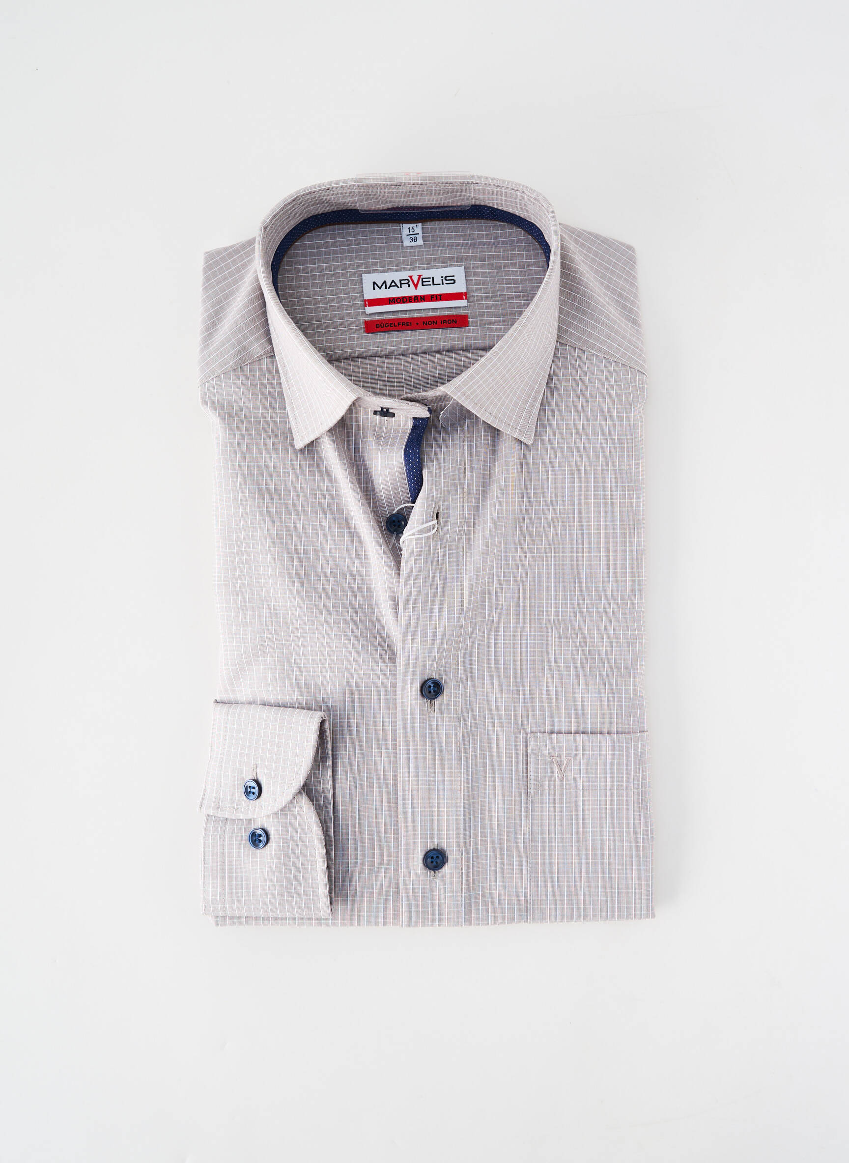 Chemise manches longues poches gris MARVELIS homme
