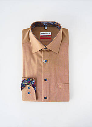 Chemise manches longues poches marron MARVELIS homme