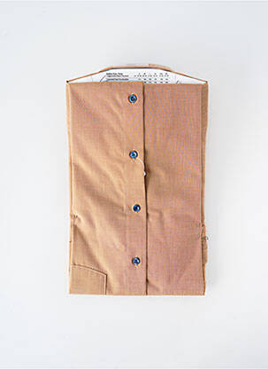 Chemise manches longues poches marron MARVELIS homme