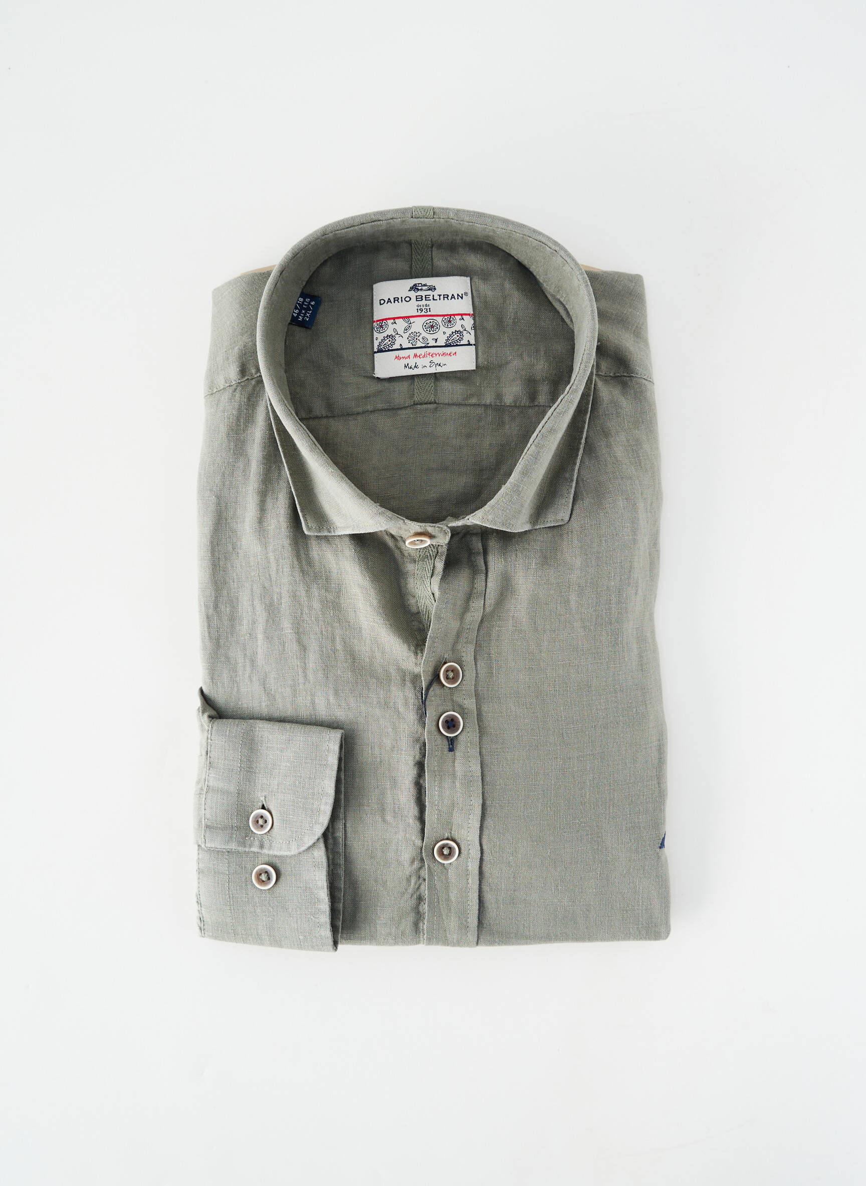 Chemise manches longues coupe droite vert DARIO BELTRAN homme