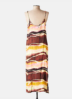 Robe mi-longue coupe fluide fines bretelles marron PLEASE femme