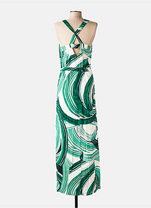 Robe longue coupe cintrée fines bretelles vert LA FEE MARABOUTEE femme