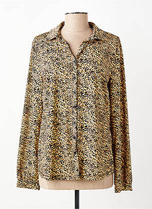 Chemisier coupe cintrée manches longues beige HBT femme