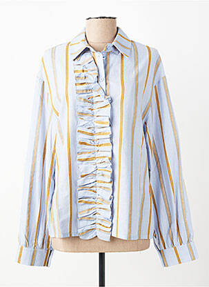Chemisier tissage crêpe manches longues bleu LOKITA femme
