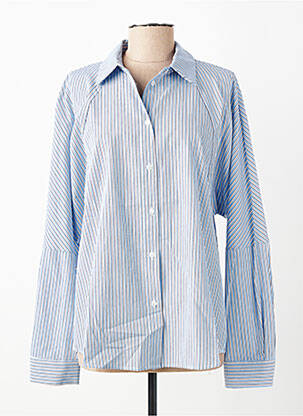 Chemisier coupe droite manches longues bleu PLEASE femme