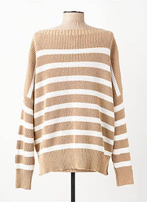 Pull col bateau manches longues beige O'MER femme