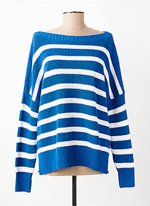 Pull col bateau manches longues bleu O'MER femme