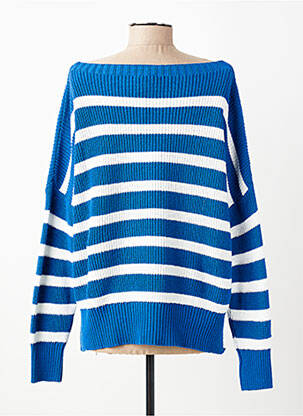 Pull col bateau manches longues bleu O'MER femme