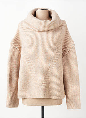 Pull col roulé coupe droite manches longues beige ORFEO femme