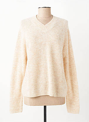 Pull tissage chiné manches longues beige YERSE femme