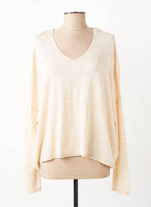 Pull tissage chiné manches longues beige ORFEO femme