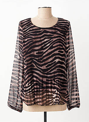 Blouse légère et transparente manches longues noir SIGNE NATURE femme