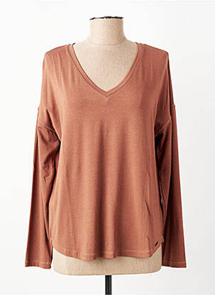 T-shirt manches longues manches longues marron ANDAM femme