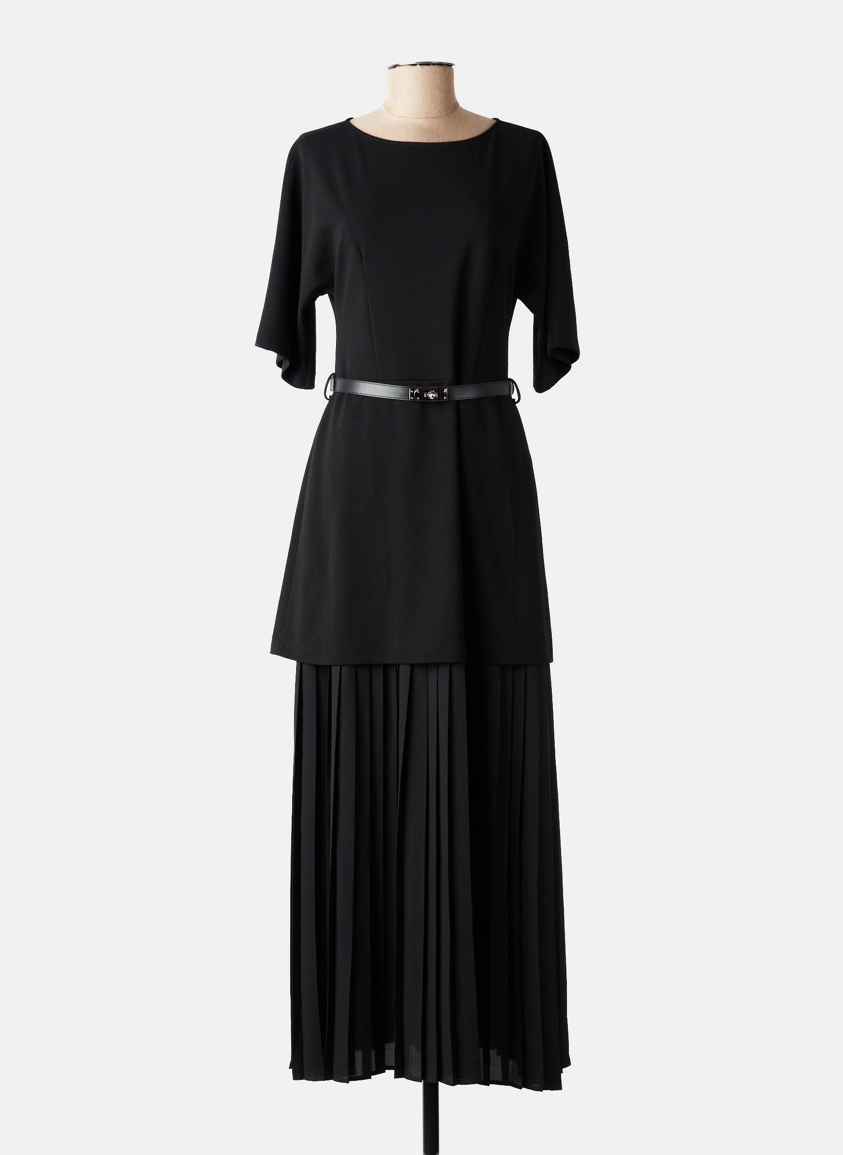 Robe longue coupe cintrée manches 3/4 noir IMPERIAL femme