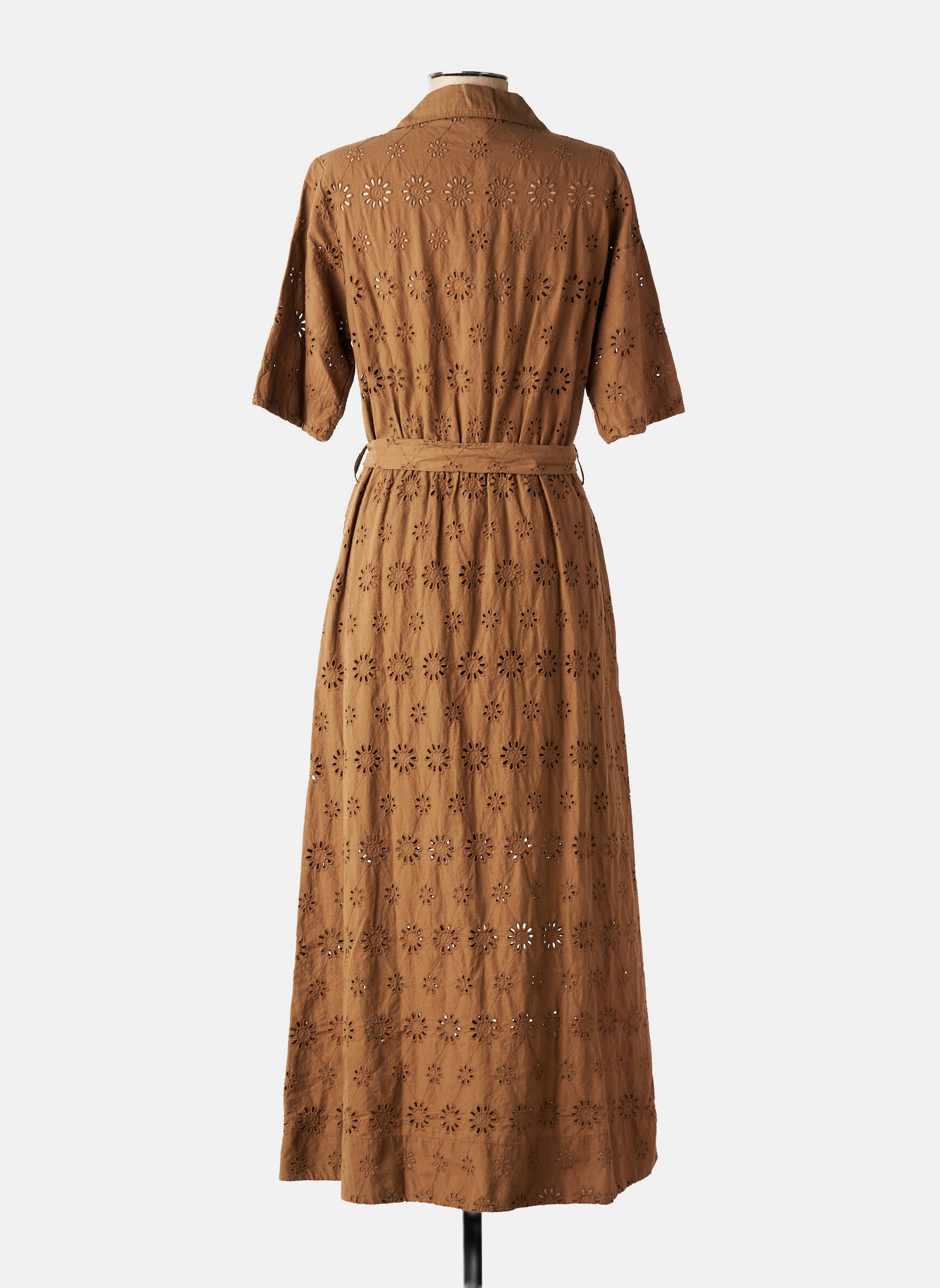 Robe longue manches courtes manches courtes marron PAKO LITTO femme