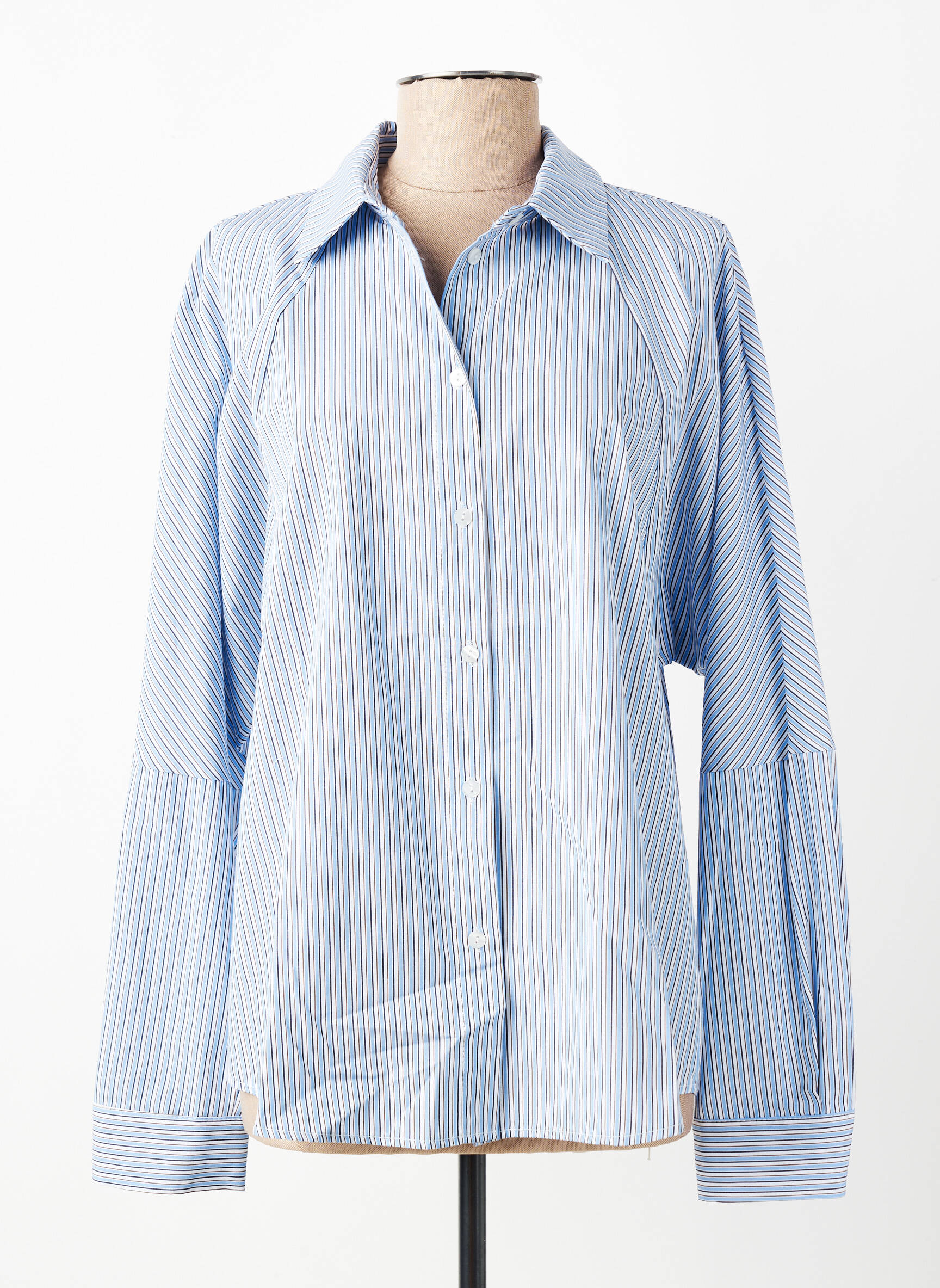 Chemisier coupe droite manches longues bleu PLEASE femme