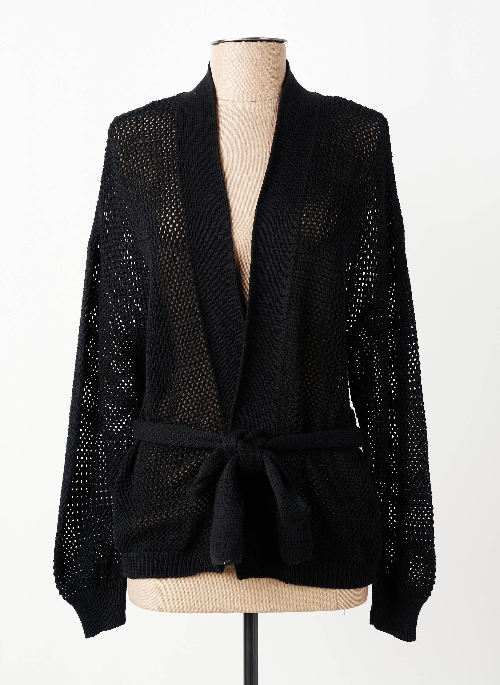 Gilet manches longues resserrée sur le bas noir LOLA ESPELETA femme