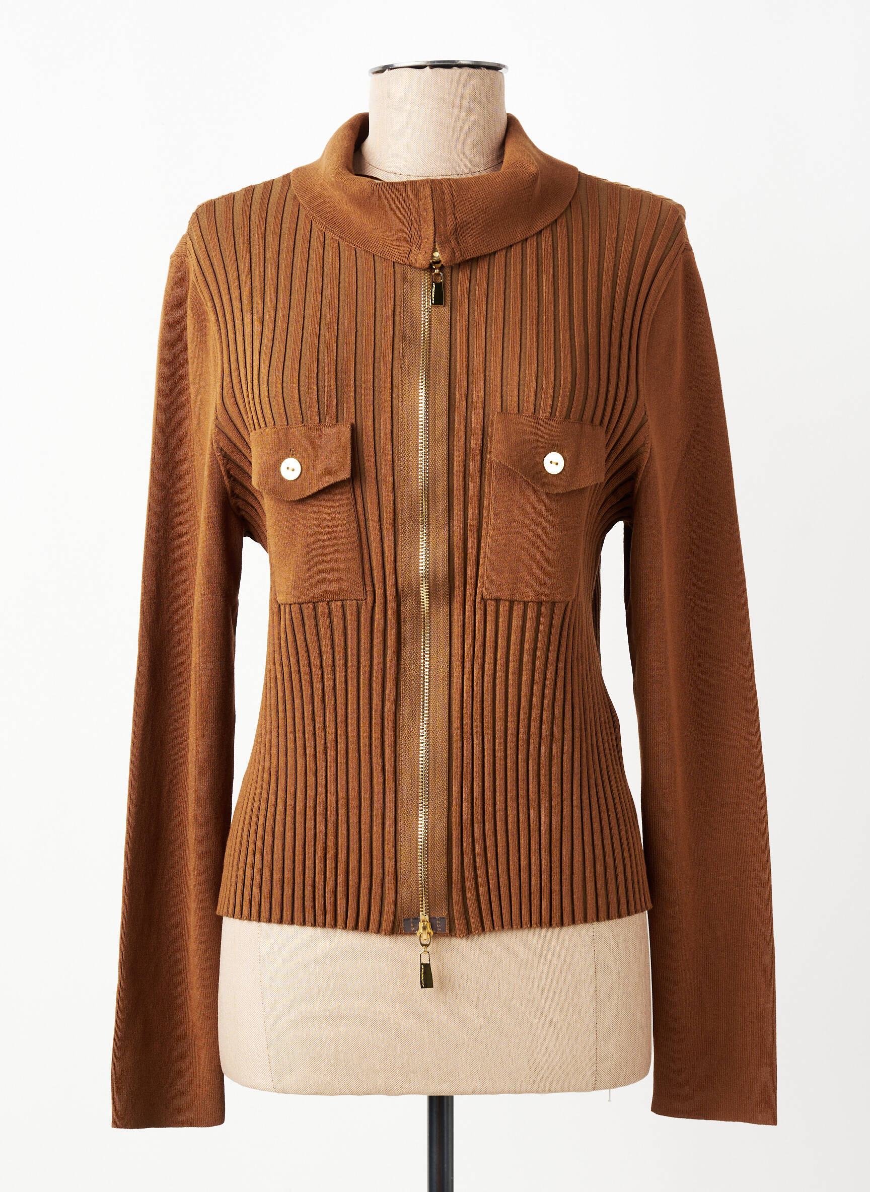 Gilet manches courtes coupe cintrée marron LOLA CASADEMUNT femme