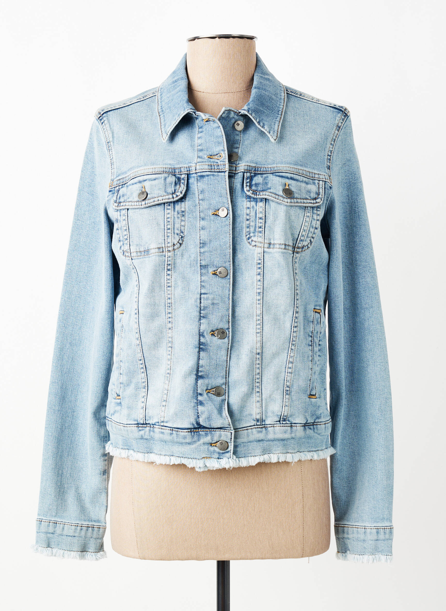 Veste casual poignets boutonnés avec fente bleu PARA MI femme