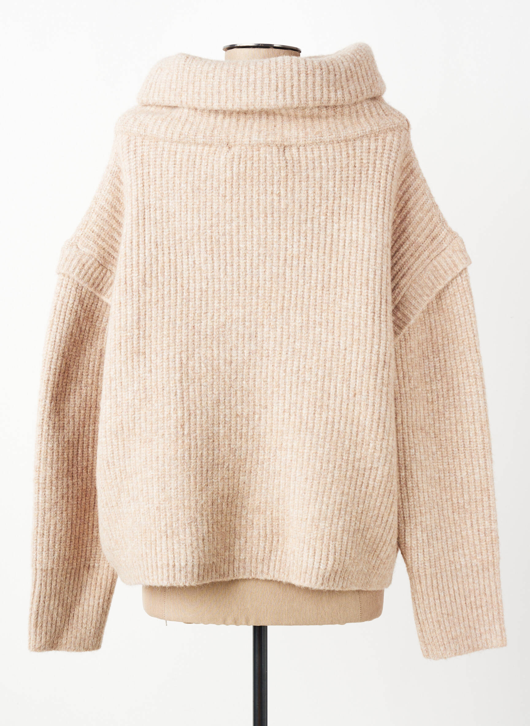 Pull col roulé coupe droite manches longues beige ORFEO femme