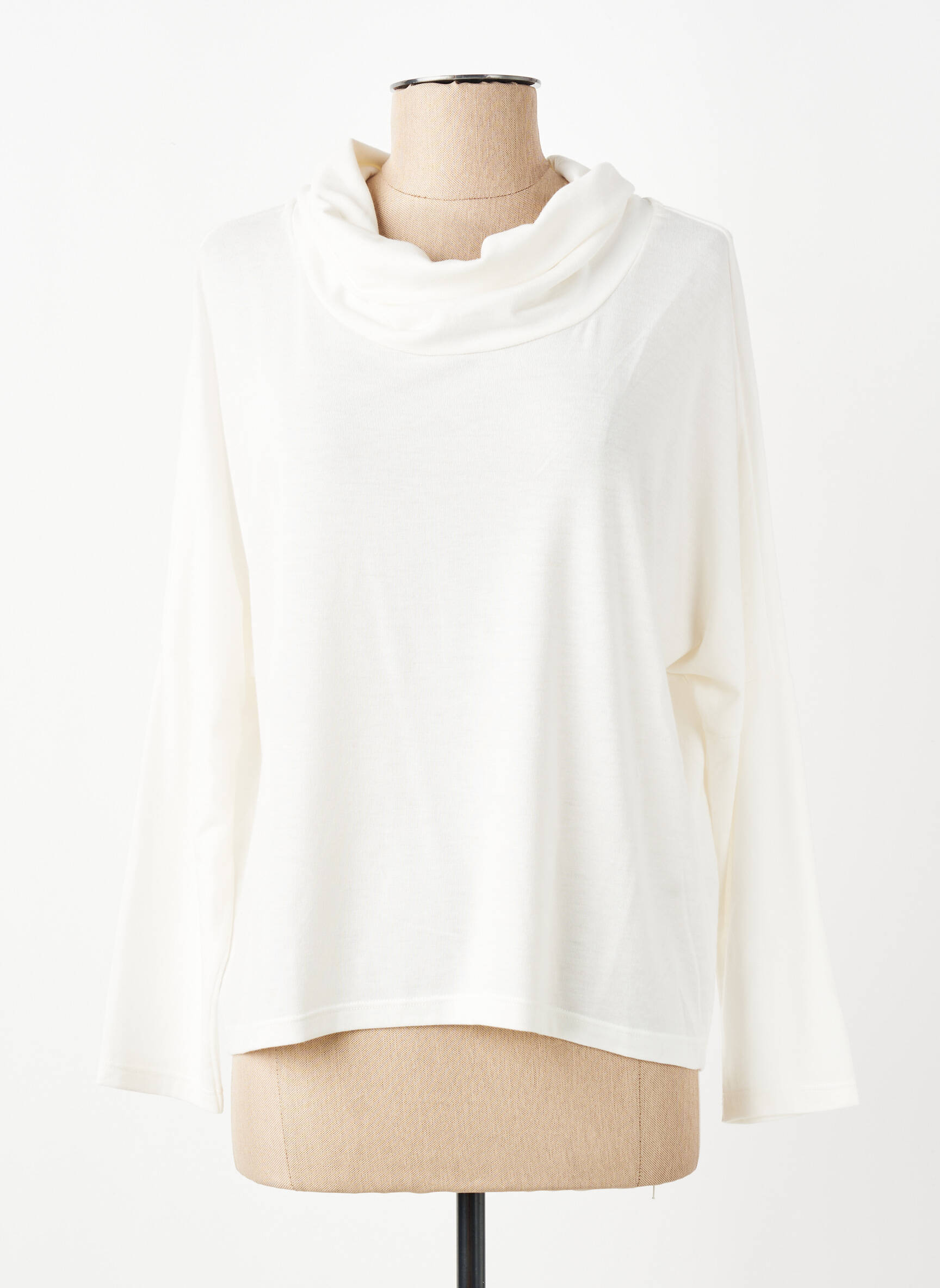Top tissage jersey manches longues beige PAKO LITTO femme
