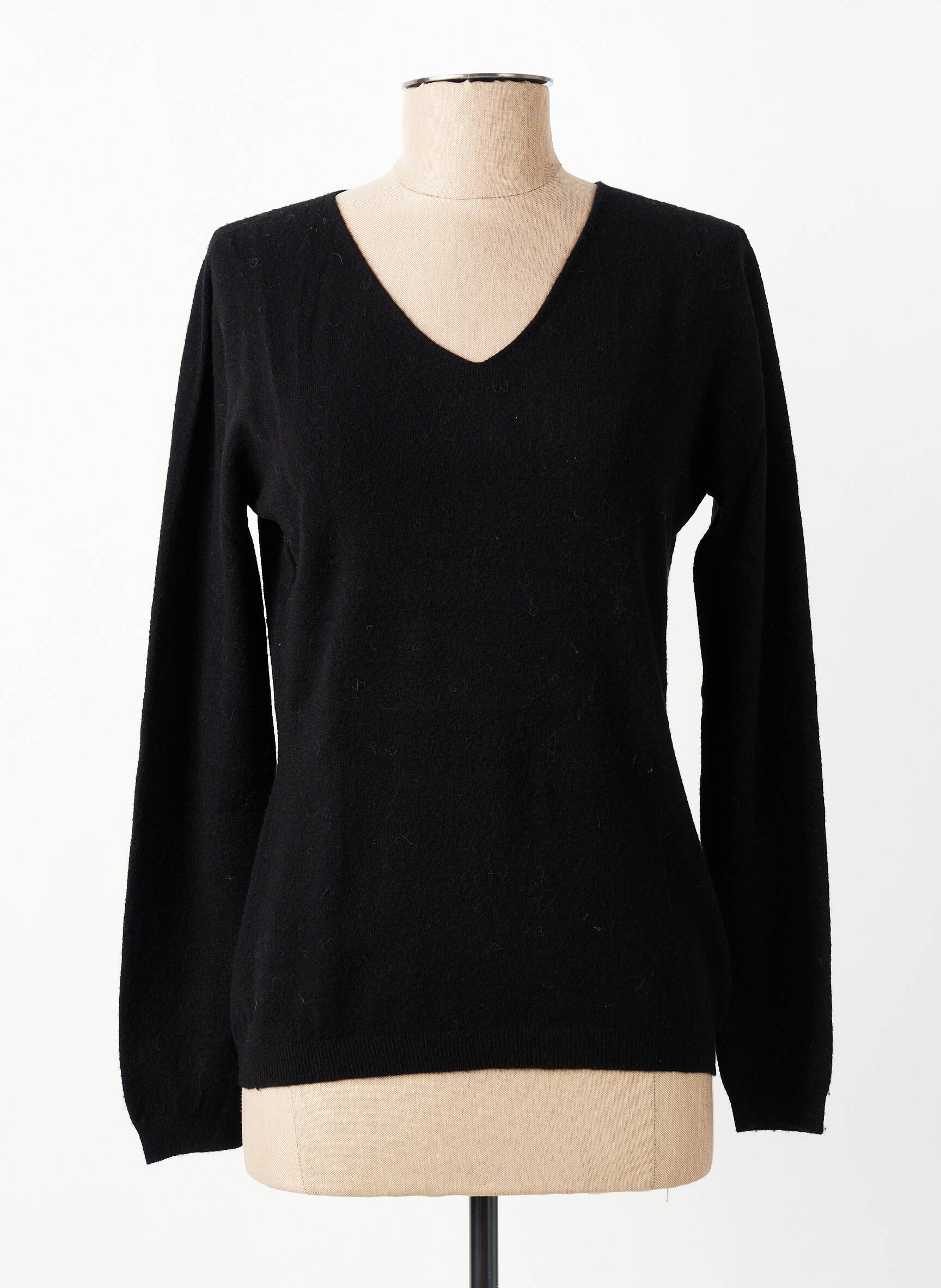 Pull col v manches longues noir CARTA LIBERA femme