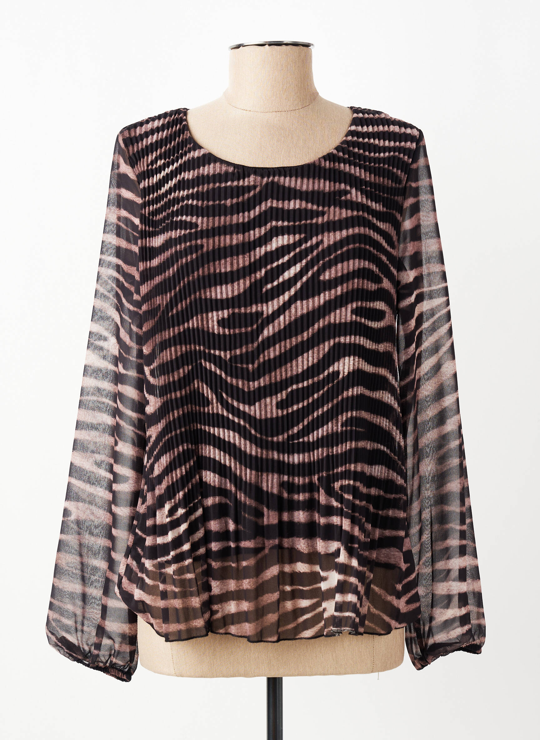 Blouse légère et transparente manches longues noir SIGNE NATURE femme