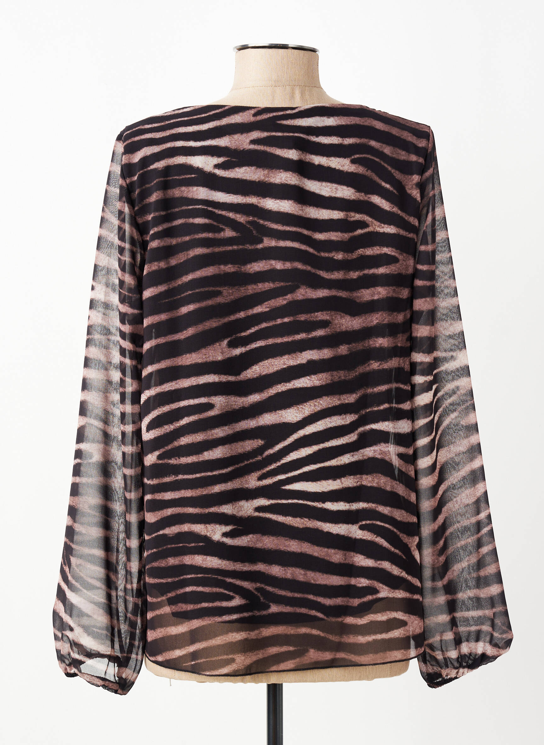Blouse légère et transparente manches longues noir SIGNE NATURE femme