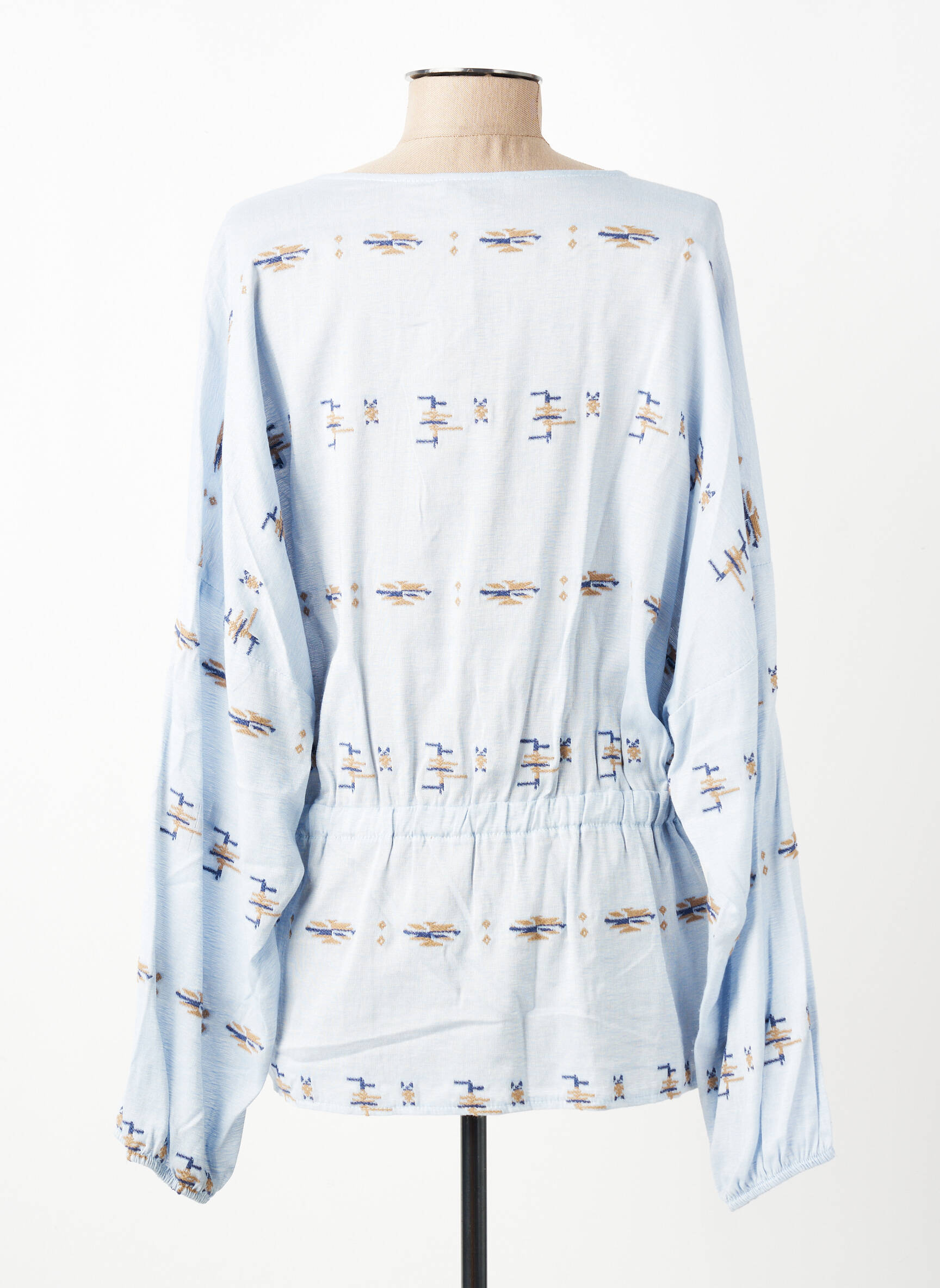 Blouse légère et transparente manches longues bleu PAKO LITTO femme