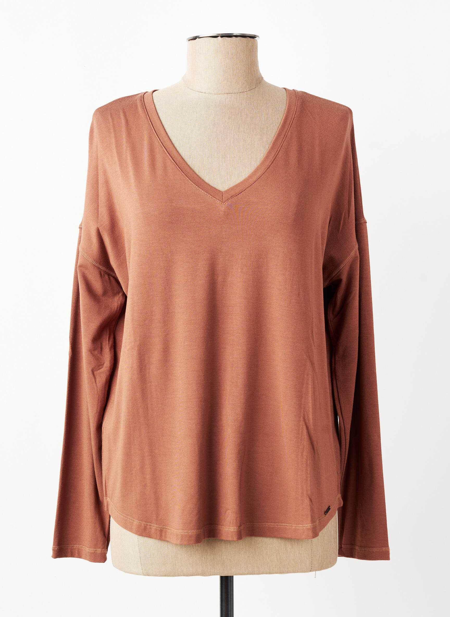 T-shirt manches longues manches longues marron ANDAM femme