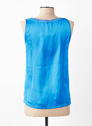 Top col v sans manche bleu ANDAM femme
